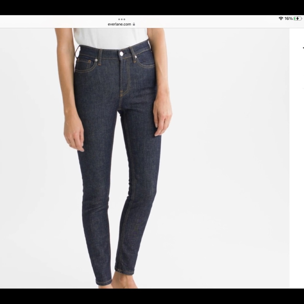 NWT Everlane High Rise Skinny Ankle Dark Indigo Size 27
